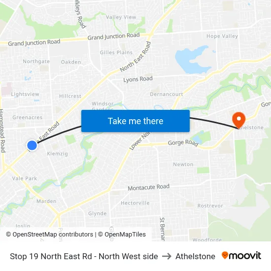 Stop 19 North East Rd - North West side to Athelstone map
