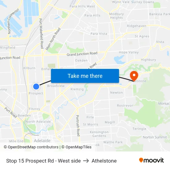 Stop 15 Prospect Rd - West side to Athelstone map