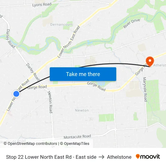 Stop 22 Lower North East Rd - East side to Athelstone map