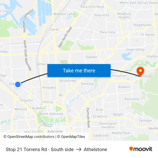 Stop 21 Torrens Rd - South side to Athelstone map