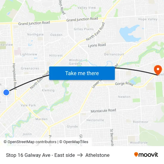 Stop 16 Galway Ave - East side to Athelstone map