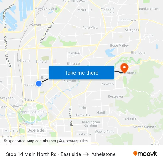 Stop 14 Main North Rd - East side to Athelstone map