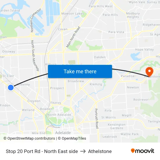 Stop 20 Port Rd - North East side to Athelstone map