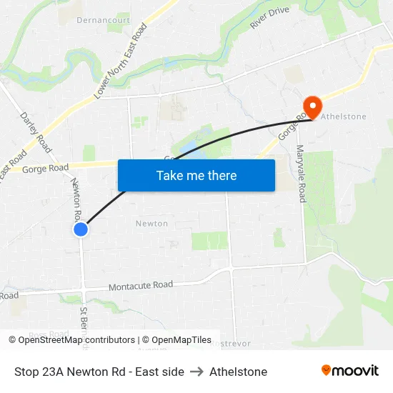 Stop 23A Newton Rd - East side to Athelstone map