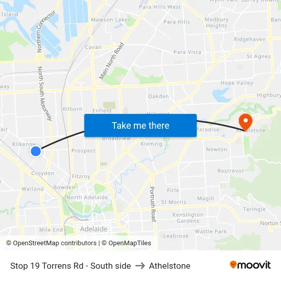 Stop 19 Torrens Rd - South side to Athelstone map