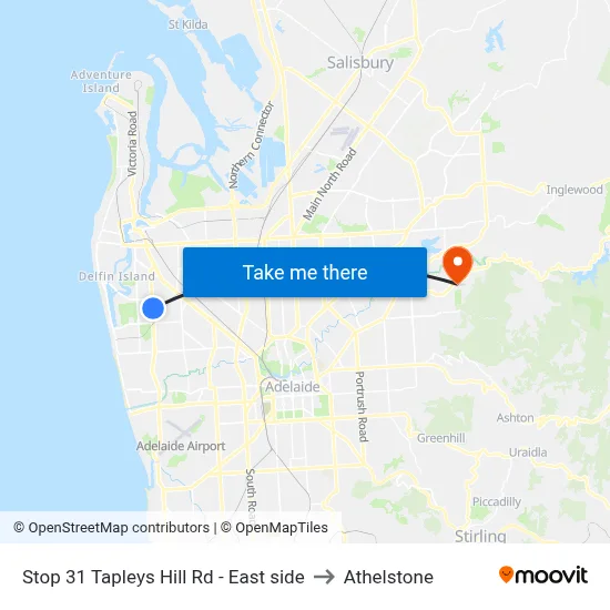 Stop 31 Tapleys Hill Rd - East side to Athelstone map
