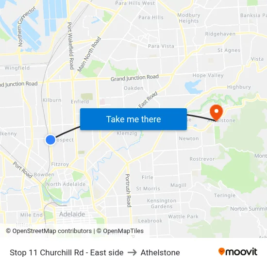 Stop 11 Churchill Rd - East side to Athelstone map