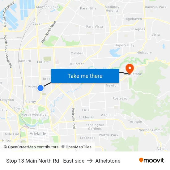 Stop 13 Main North Rd - East side to Athelstone map
