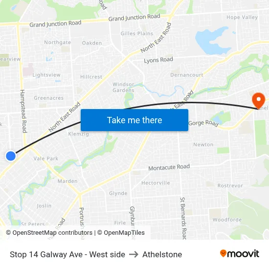 Stop 14 Galway Ave - West side to Athelstone map