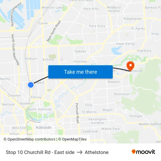Stop 10 Churchill Rd - East side to Athelstone map
