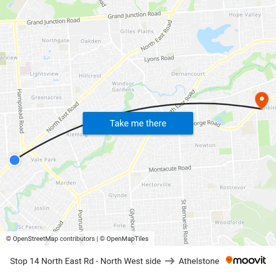 Stop 14 North East Rd - North West side to Athelstone map