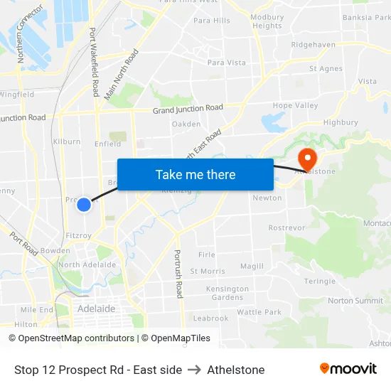 Stop 12 Prospect Rd - East side to Athelstone map