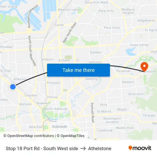 Stop 18 Port Rd - South West side to Athelstone map