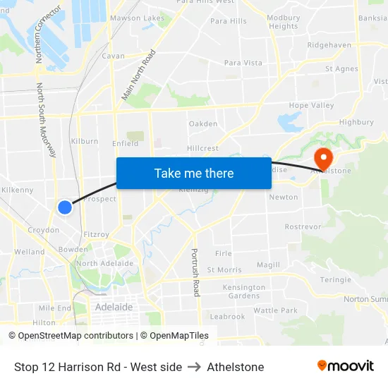 Stop 12 Harrison Rd - West side to Athelstone map