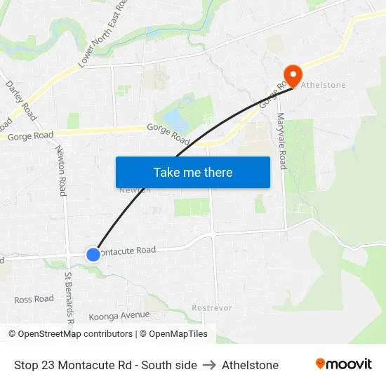 Stop 23 Montacute Rd - South side to Athelstone map