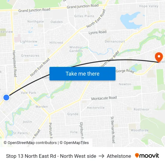 Stop 13 North East Rd - North West side to Athelstone map