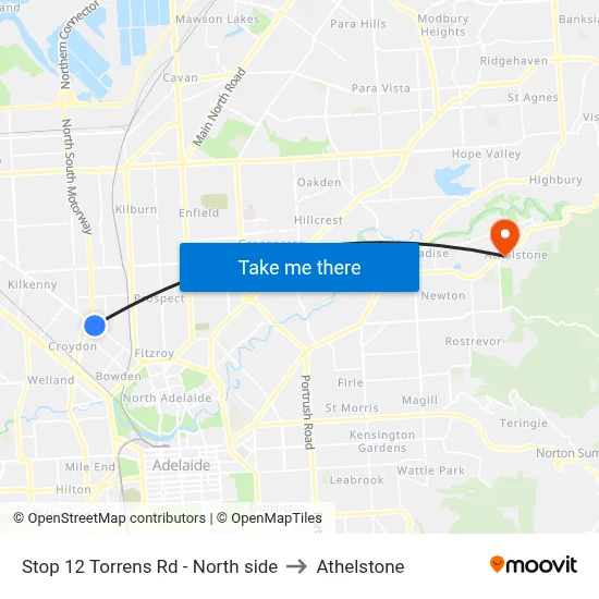 Stop 12 Torrens Rd - North side to Athelstone map