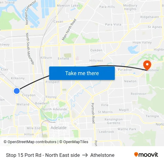 Stop 15 Port Rd - North East side to Athelstone map