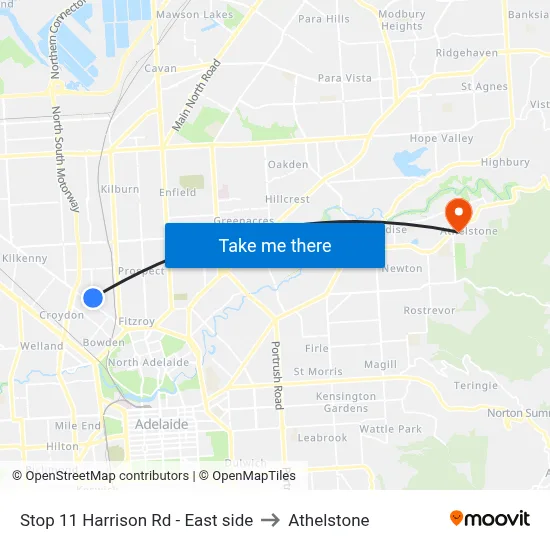 Stop 11 Harrison Rd - East side to Athelstone map