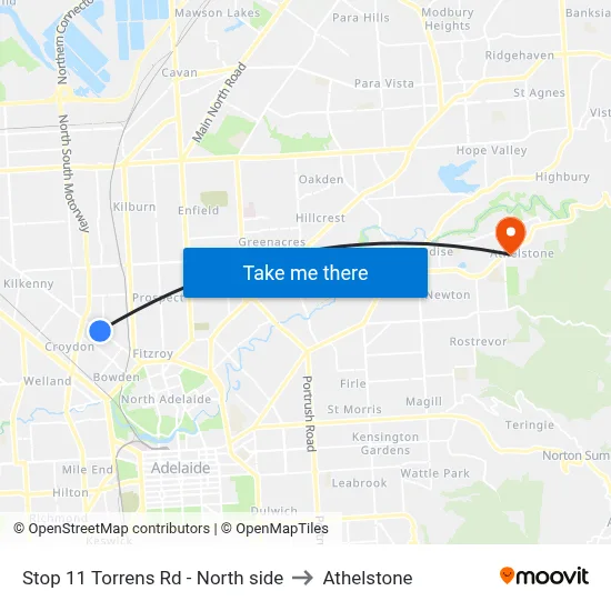 Stop 11 Torrens Rd - North side to Athelstone map