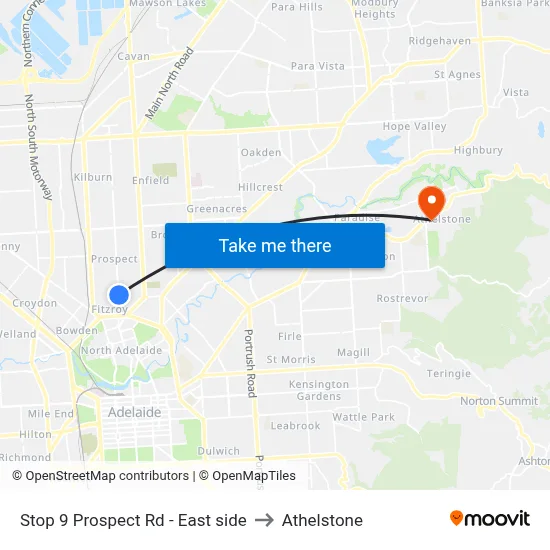 Stop 9 Prospect Rd - East side to Athelstone map