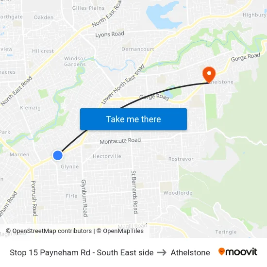 Stop 15 Payneham Rd - South East side to Athelstone map