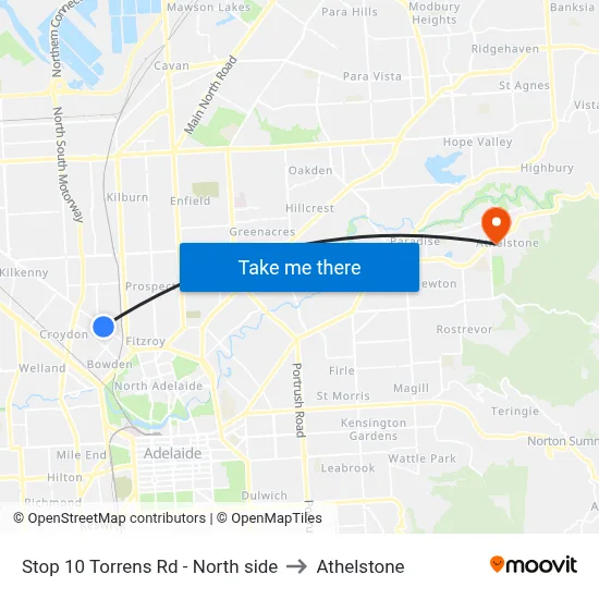 Stop 10 Torrens Rd - North side to Athelstone map