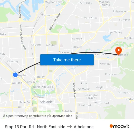 Stop 13 Port Rd - North East side to Athelstone map