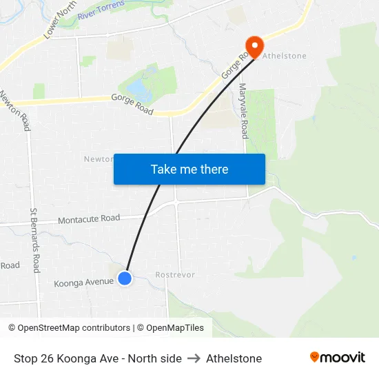 Stop 26 Koonga Ave - North side to Athelstone map