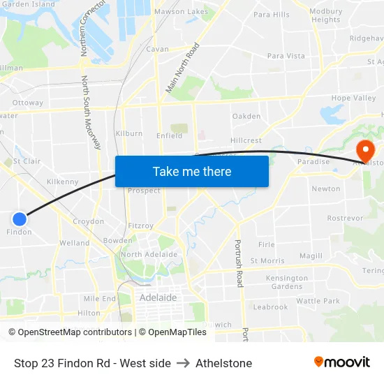 Stop 23 Findon Rd - West side to Athelstone map