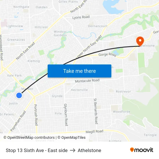 Stop 13 Sixth Ave - East side to Athelstone map