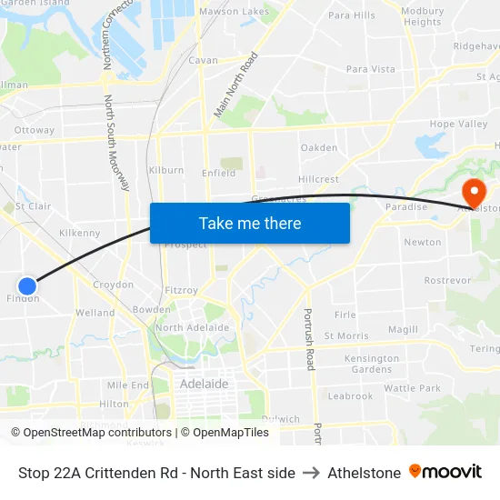 Stop 22A Crittenden Rd - North East side to Athelstone map