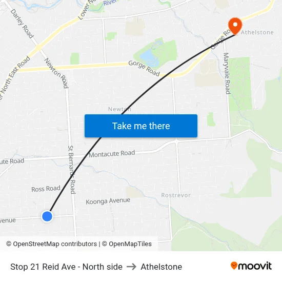 Stop 21 Reid Ave - North side to Athelstone map