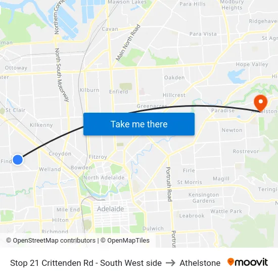 Stop 21 Crittenden Rd - South West side to Athelstone map