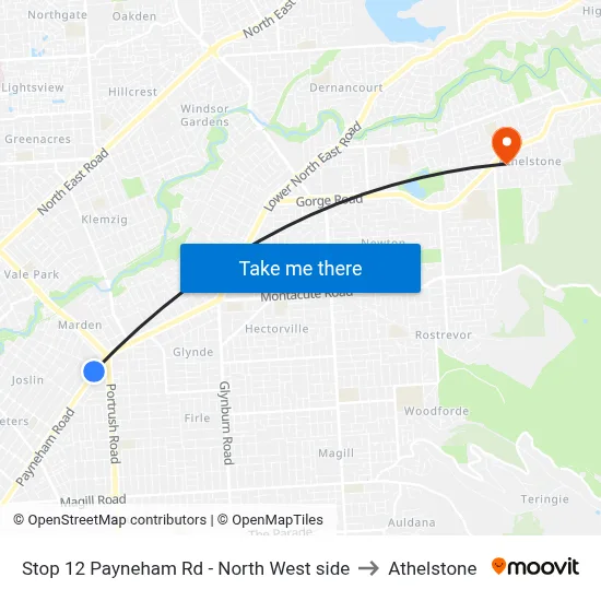 Stop 12 Payneham Rd - North West side to Athelstone map