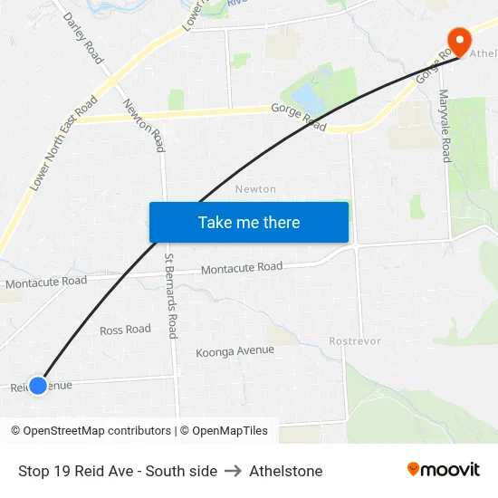 Stop 19 Reid Ave - South side to Athelstone map