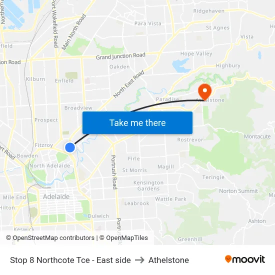 Stop 8 Northcote Tce - East side to Athelstone map