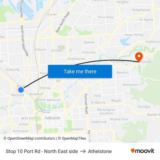 Stop 10 Port Rd - North East side to Athelstone map