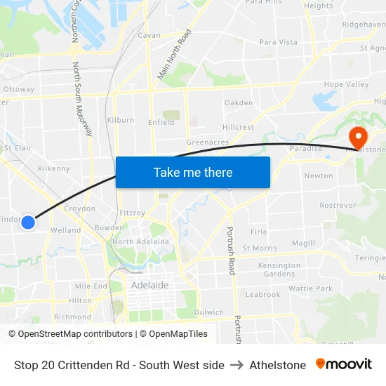 Stop 20 Crittenden Rd - South West side to Athelstone map