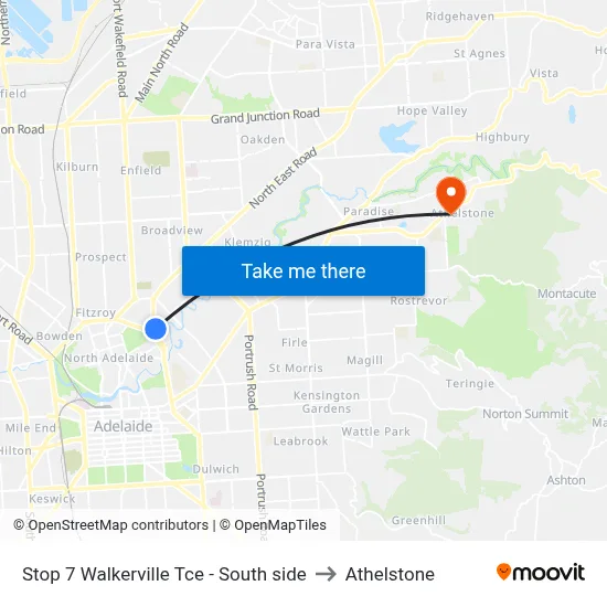 Stop 7 Walkerville Tce - South side to Athelstone map