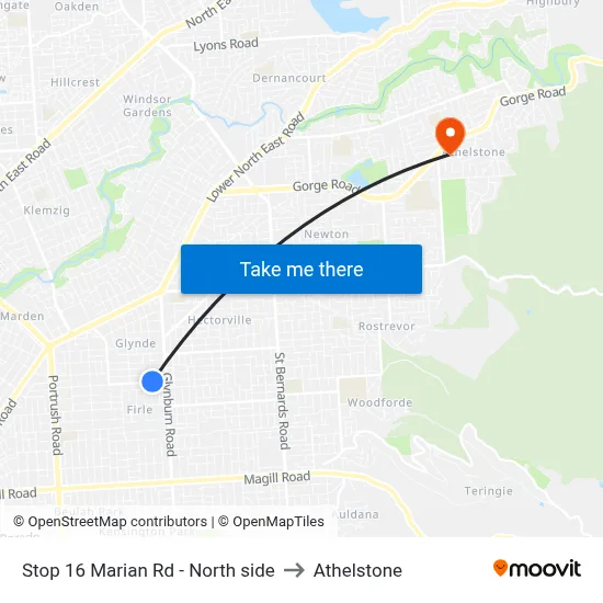 Stop 16 Marian Rd - North side to Athelstone map