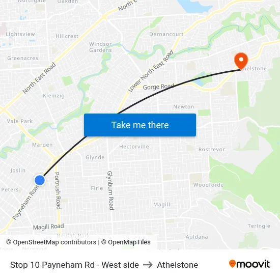 Stop 10 Payneham Rd - West side to Athelstone map