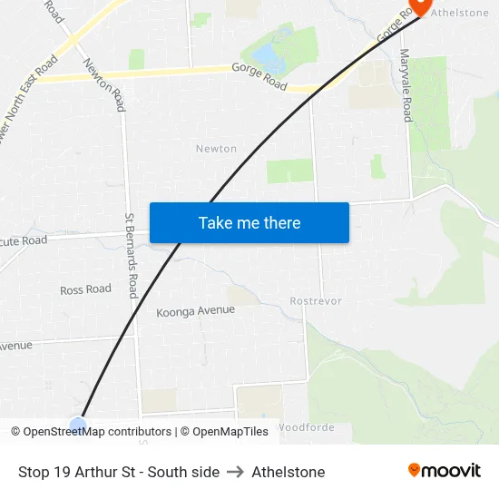 Stop 19 Arthur St - South side to Athelstone map