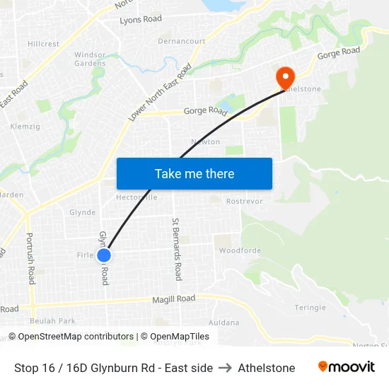 Stop 16 / 16D Glynburn Rd - East side to Athelstone map
