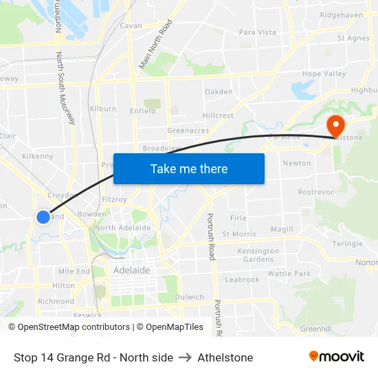 Stop 14 Grange Rd - North side to Athelstone map