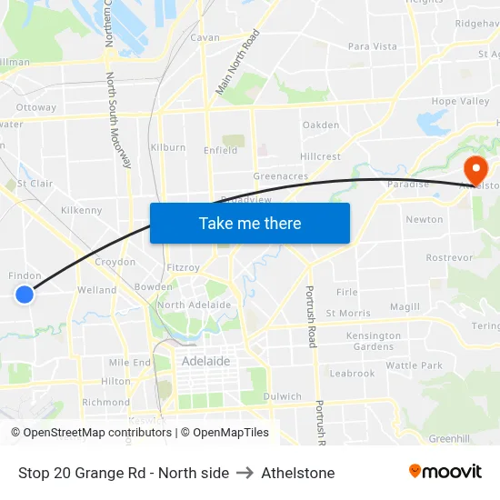 Stop 20 Grange Rd - North side to Athelstone map