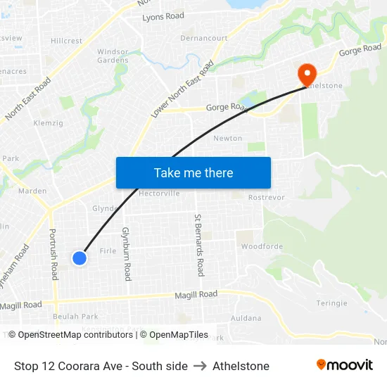 Stop 12 Coorara Ave - South side to Athelstone map