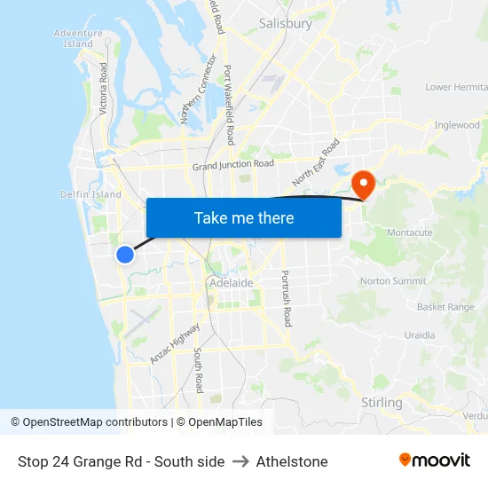 Stop 24 Grange Rd - South side to Athelstone map