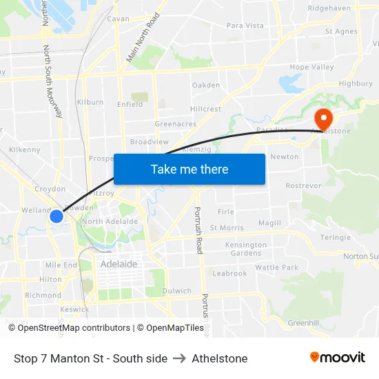 Stop 7 Manton St - South side to Athelstone map