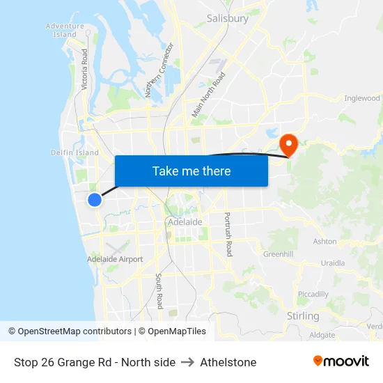 Stop 26 Grange Rd - North side to Athelstone map